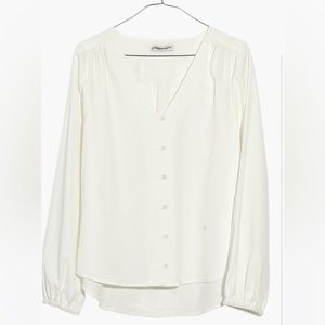 Madewell v-neck, long sleeve button front blouse